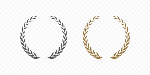 Black and gold laurel wreath sign. Elegant emblem for award, rank, prize.