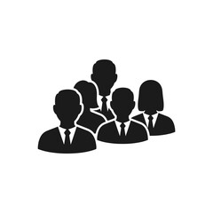 Social network group with speech bubbles and business people icons symbolizing teamwork and communication concept