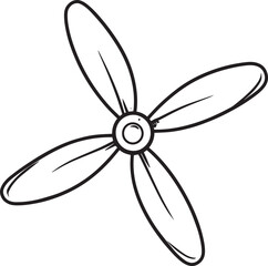 Propeller Silhouette Black Vector Graphic Template for Mechanical and Industrial Use