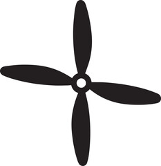 Propeller Silhouette Black Vector Graphic Template for Mechanical and Industrial Use