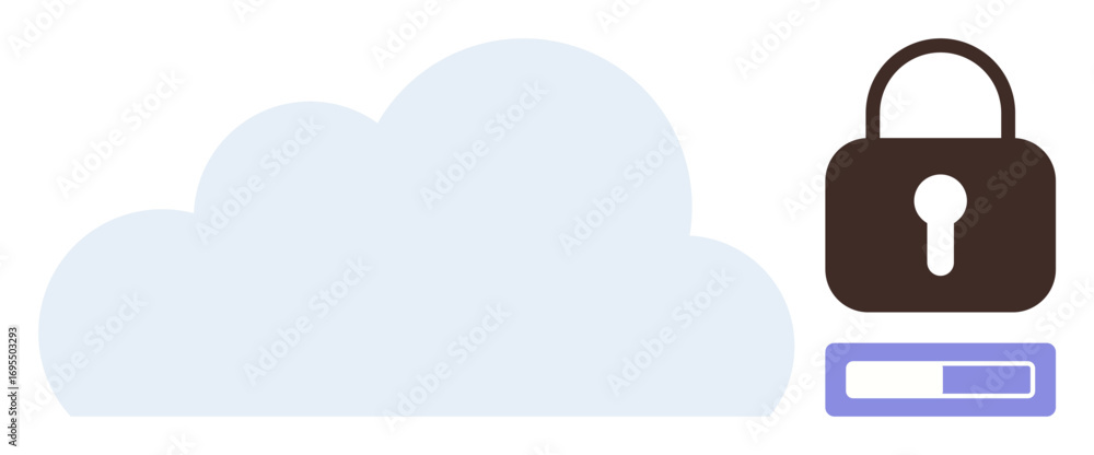 Aufkleber blue cloud beside padlock and progress bar reflecting secure data storage. ideal for cybersecurity, 