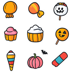 halloween candys, candys, food, dessert, halloween, festival, vector, transparent background, halloween candy set, icon, celebration, october, decoration, icons, season