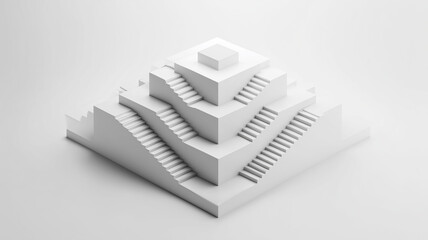 White staircase structure with geometric design