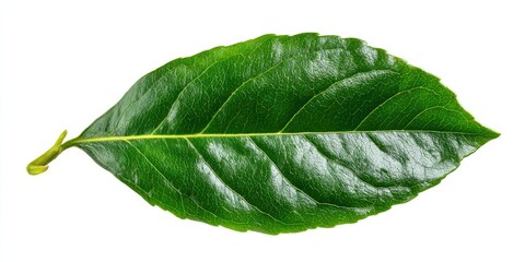Fototapeta premium Single vibrant green leaf (2)