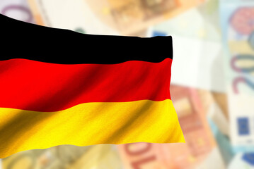 Flag of Germany and money Euro banknotes	