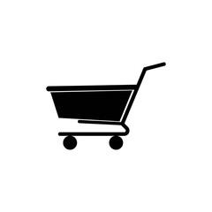 A 3D shopping cart icon sits empty, ready for commerce