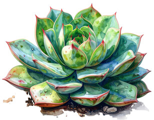 Naklejka premium Succulent plant illustration, hand-painted, transparent background