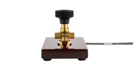 Morse code key isolated on transparent background, a vintage communication device used for transmitting messages through electrical signals and sound