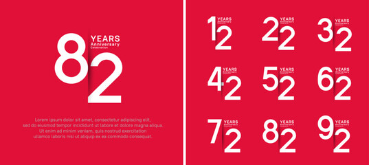 set of anniversary logo style. vector design white color for celebration