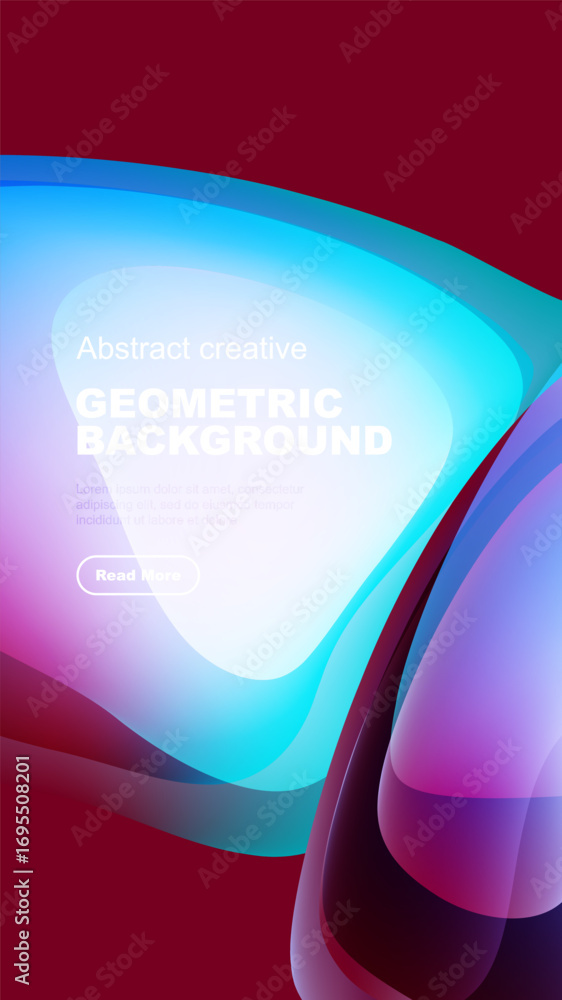 Poster dynamic abstract composition. fluid shapes blend vibrant colors, creating modern geometric backgroun