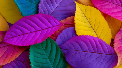 Abstract background of vibrant multicolored leaves. 
