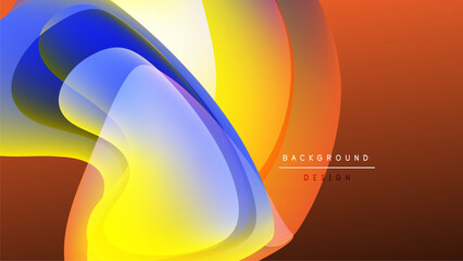 Abstract flowing shapes, vibrant colors blend. Dynamic composition over dark background. Modern design element for projects.