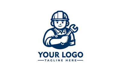 A smiling mechanic holding a wrench, wearing a hard hat, ready for work.