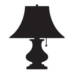 black and white silhouette of a lamp vector on a white background