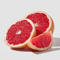 Fresh grapefruit slices, vibrant red flesh
