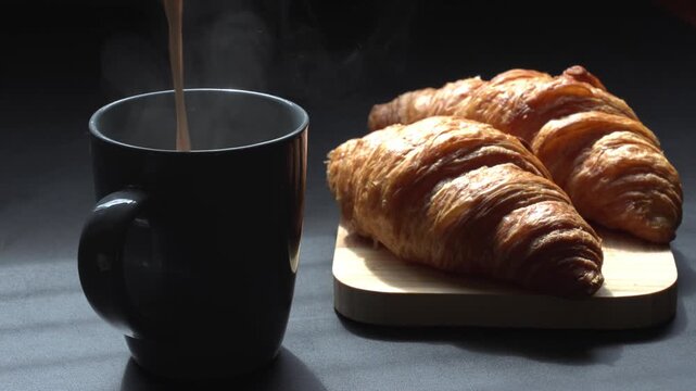 cup of coffee and croissant