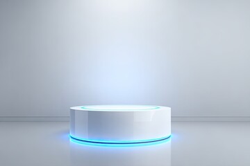 Empty white pedestal, blue light