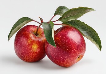 Two red apples with leaves (3)