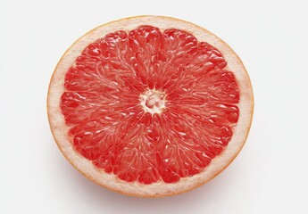 Close-up grapefruit slice, vibrant red segments