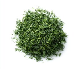 Pile of fresh chopped dill on white background