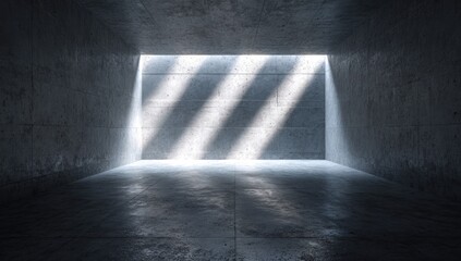 Empty concrete tunnel, light streaks
