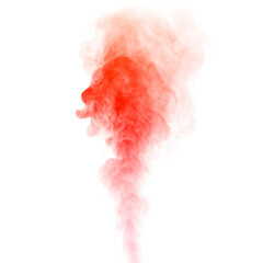 Red smoke cloud isolated on white background, abstract texture for design, art, or advertising,...