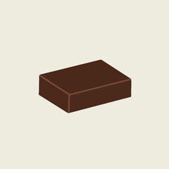 A simple isometric illustration of a single dark brown rectangular block on a light background.