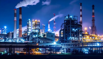 factory with smoke stacks and a lot of smoke coming out of it