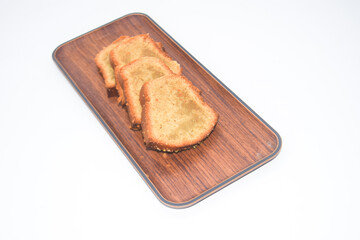 Sponge cake is a cake based on flour (usually wheat flour), sugar, butter and eggs, and is sometimes leavened with baking powder. It has a firm, yet well aerated structure, similar to a sea sponge. 

