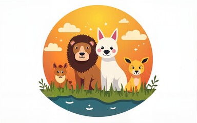World animal day icon. WAD sign with animals. High quality