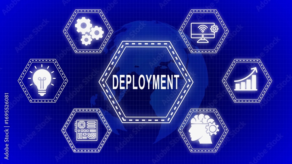 Fototapete deployment conceptual illustration showing data networking technology and digital process