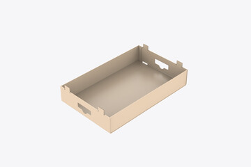 Cardboard Box  mockup Isolated On White Background. 3d illustration