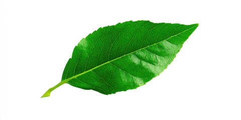 Fototapeta premium Vibrant green leaf against white