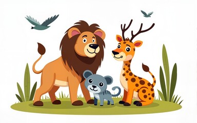 Illustration of animals for world wildlife day in cartoon style. High quality