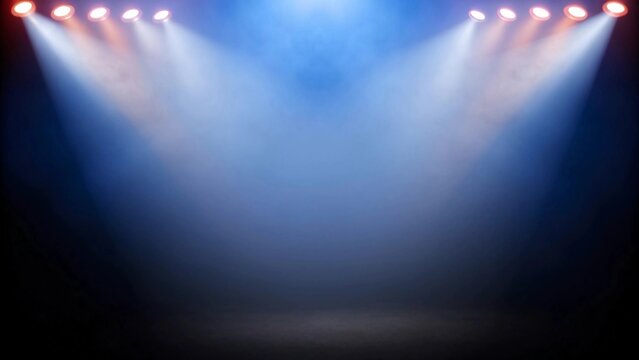 Dramatic Concert Stage with Multiple Spotlights. Hazy and Smoky Atmosphere. Theatrical Show Background.
- Powered by Adobe