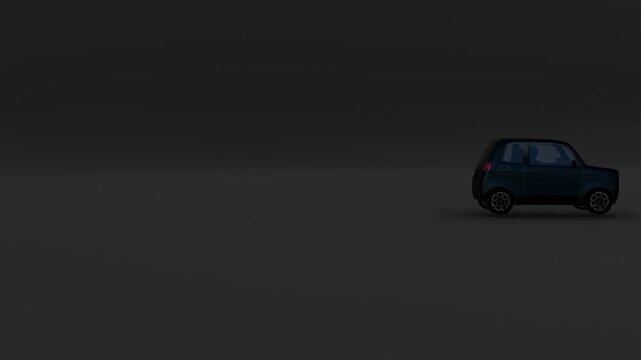 Electric Car with Bright Headlights Animation