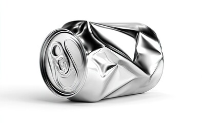 Crinkled aluminum can on white background (2)