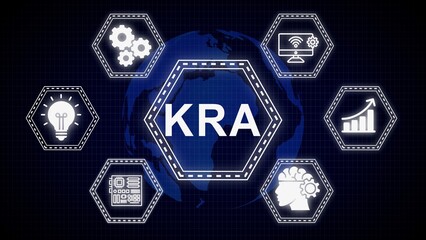 Key result areas conceptualized with technological icons and a digital background