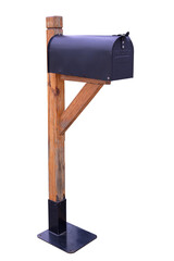 Black Retro metal Mailbox with wooden stand