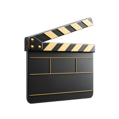 Fototapeta premium Black and Gold Clapper Board for Film Production and Editing on a Transparent Background