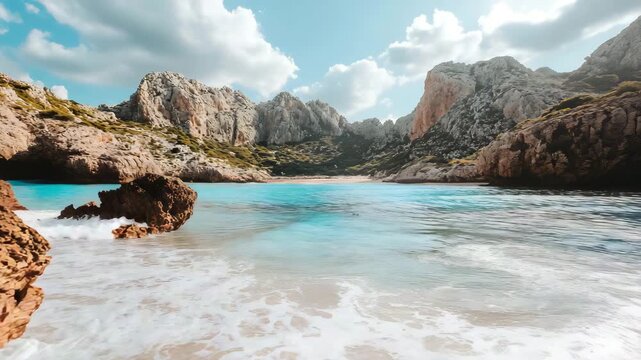 Idyllic Mediterranean Beach View of Cala Varques in Mallorca