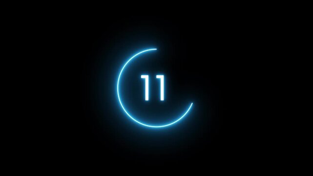 16 seconds timer number animation.  Countdown timer from 16 to 0 seconds.