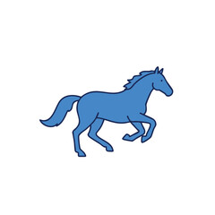 Fototapeta premium Blue running horse illustration, simple line art style.