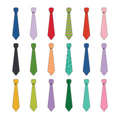 Tie collection cartoon icon illustration