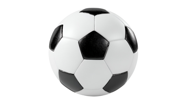 Classic Black and White Soccer Ball Floating in Mid-Air on a Transparent Background Ready for Your Design Needs