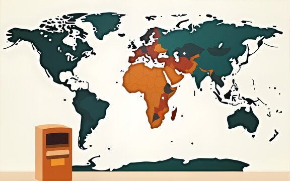 world post day concept. world map and postbox. vector illustration. High quality