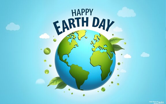 Happy earth day banner poster celebration on april 22 on blue color. High quality