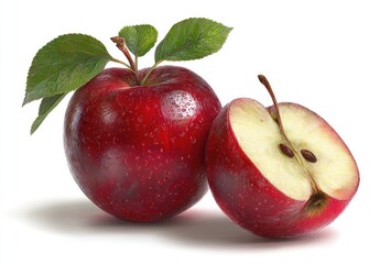 Red apples, whole and sliced, with leaves (1)
