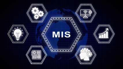 Illustration showing management information system technology and data analysis concepts © MDNAZMUL