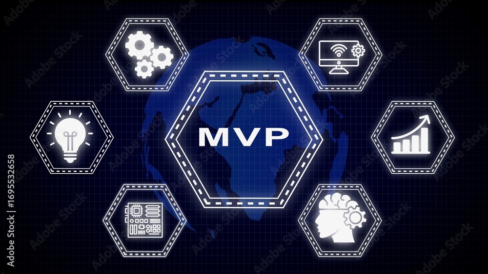 Poster conceptual visual depiction of minimum viable product development and business strategies